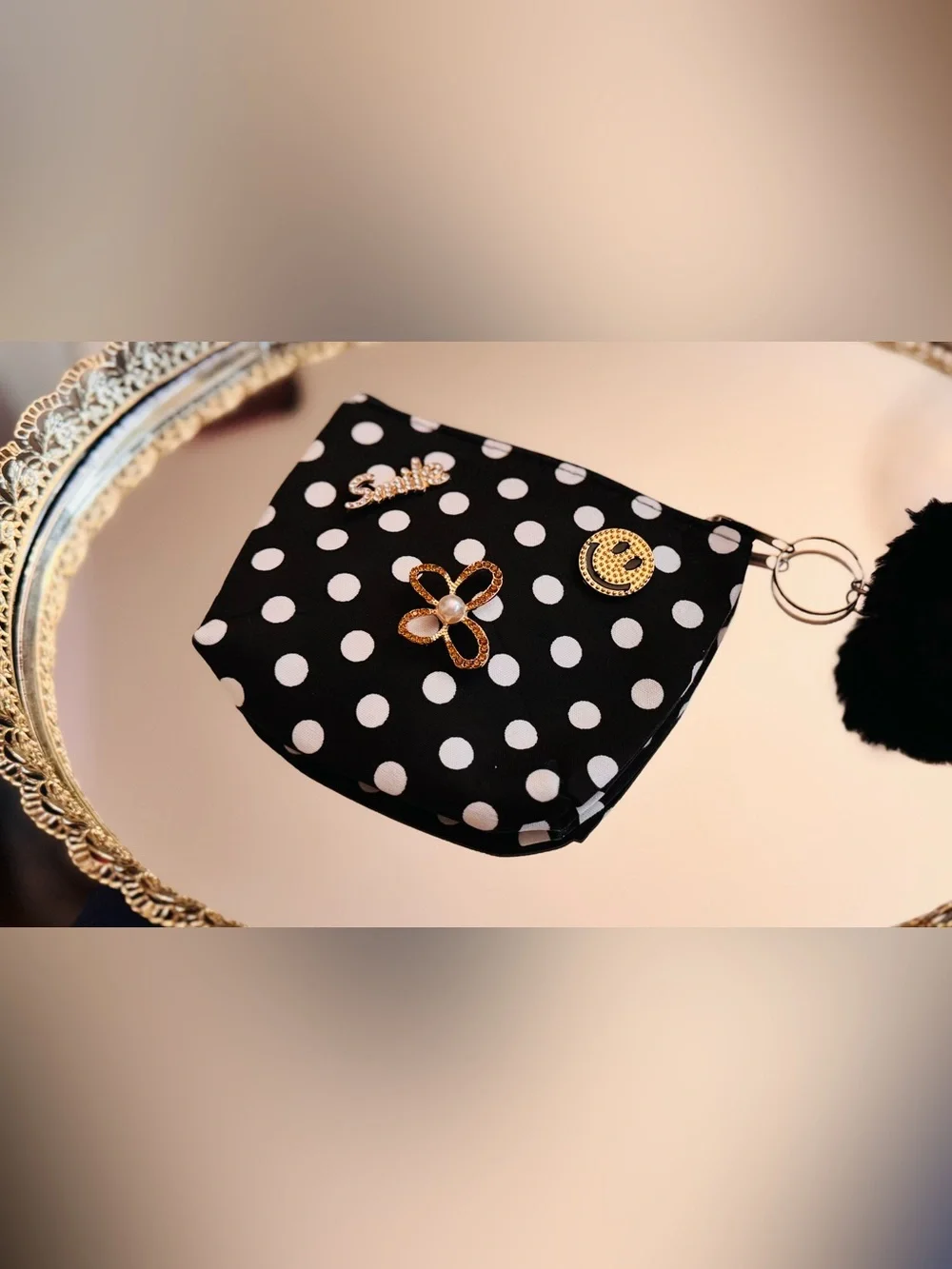 NWOT Embellished Polka Dot Coin Pouch Keychain – Choose ONE